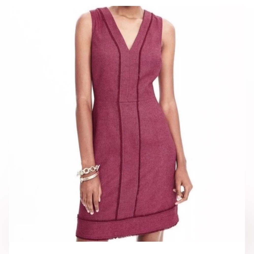 Banana‎ Republic Herringbone Fringe 6 Wool blend office work Sheath Dress smart